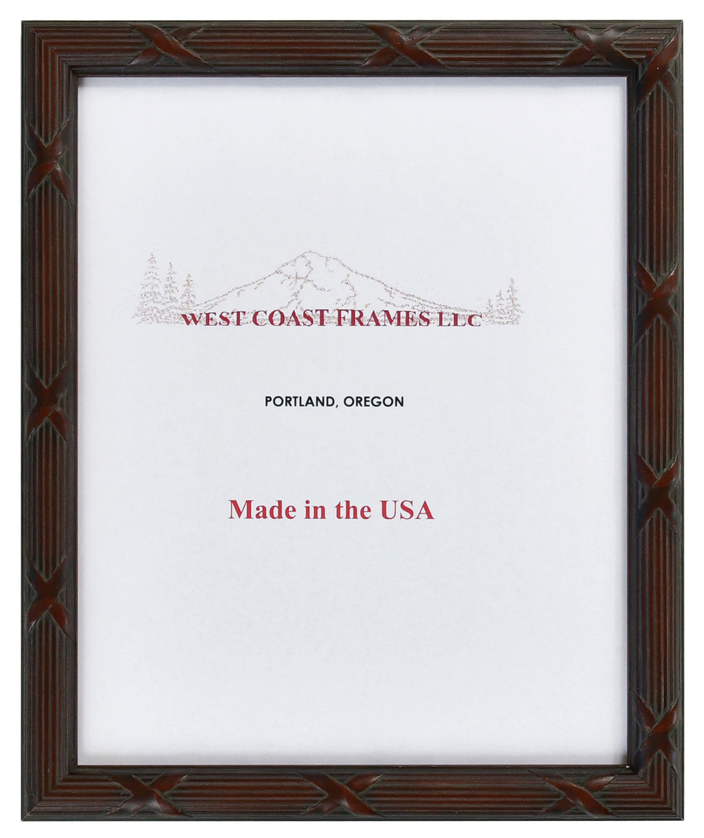 272205 - Ornate Dark Walnut Picture Frame with Bow Design - 3/4" wide - Clear Glass