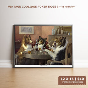 Dogs Playing Poker - The reunion - Cassius Marcellus Coolidge Art Print - 12x16 - West Coast Picture Frames LLC