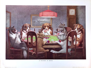 Dogs Playing Poker - A friend in need - Marcellus Coolidge Art Print - 12x16 - West Coast Picture Frames LLC