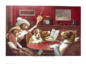 Dogs Playing Poker - Sitting up with a sick friend - Marcellus Coolidge Art Print - 12x16 - West Coast Picture Frames LLC