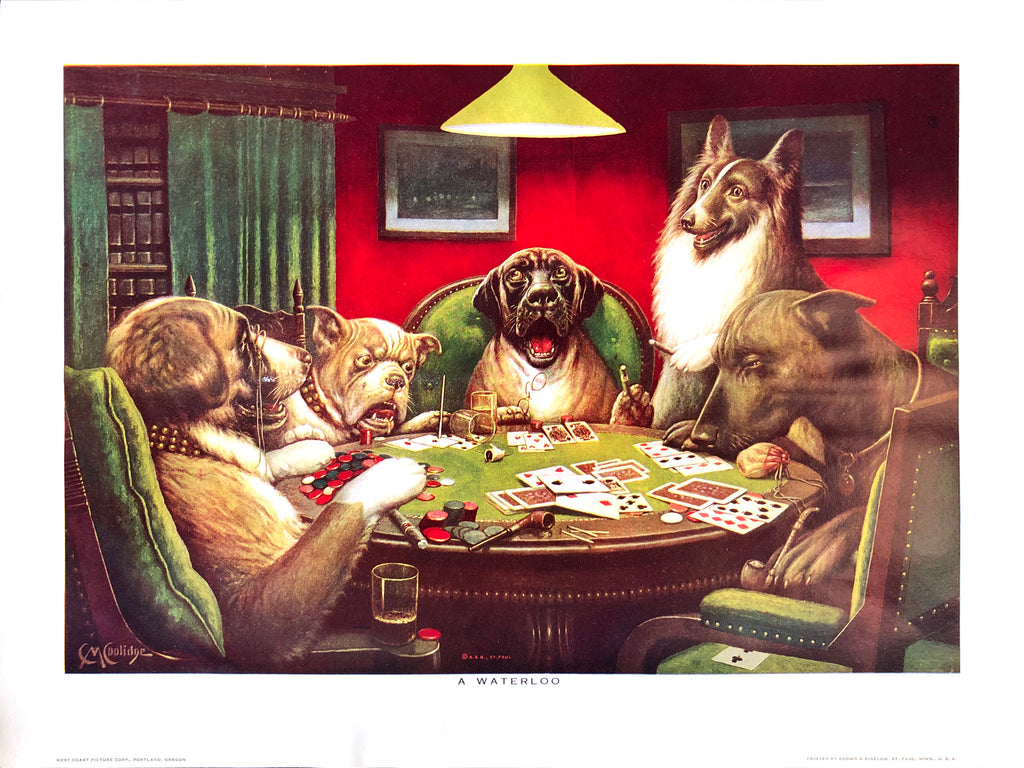 Dogs Playing Poker - A waterloo - Marcellus Coolidge Art Print - 12x16 - West Coast Picture Frames LLC
