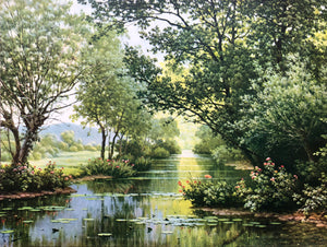 River landscape Art Print by René Charles Edmond His – Water lilies – 12x16 - West Coast Picture Frames LLC