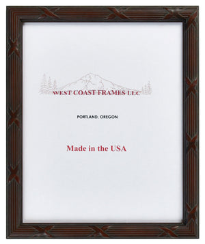 Ornate Dark Walnut Picture Frame with Bow Design - 3/4" wide - Clear Glass - 272205