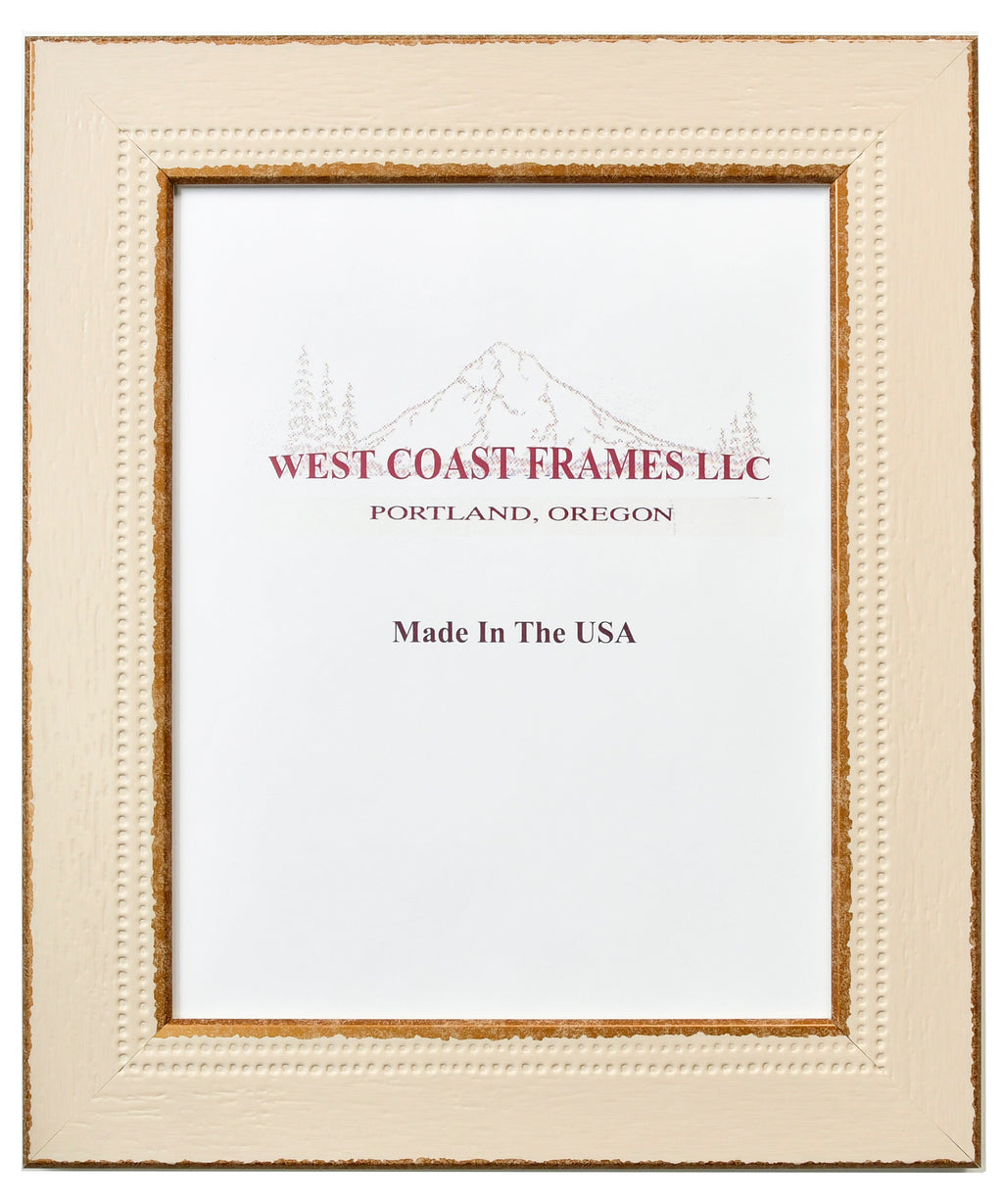 Rustic Western Style Cream Picture Frame - 2" Moulding - Clear Glass - 59852
