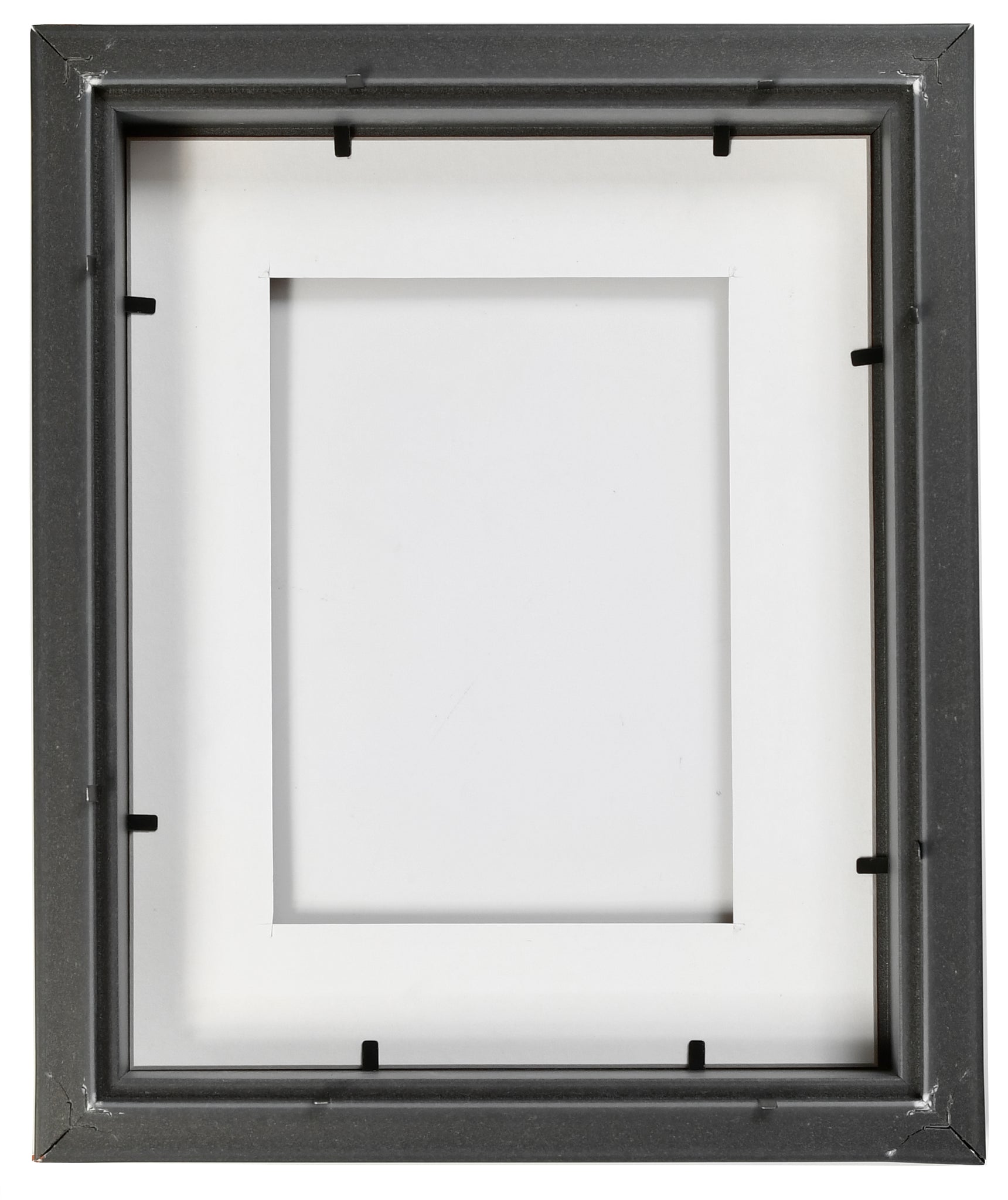 SHADOW BOX FRAME FOR OBJECTS - BLACK FRAME - GOLD MAT - CLEAR GLASS - 1" DEPTH
