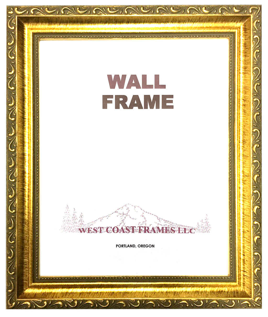 9115  Gold Metal Leaf Ornate Wood Frame with Glass - Moulding width 1-1/4"